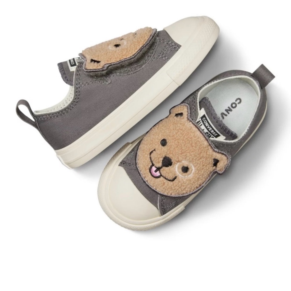 Converse Kids shark Gray and Tan Bear Sneakers